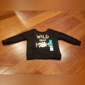 3/$12 NWT Baby Girl‎ Black Fleece 'Wild About Mom' Cat Sweatshirt Size 12mos